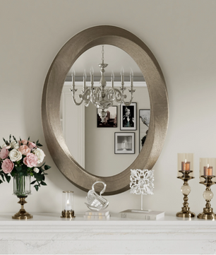 Ovale Barok Wandspiegel Zilver – Decoratieve Spiegel met Klassiek Frame