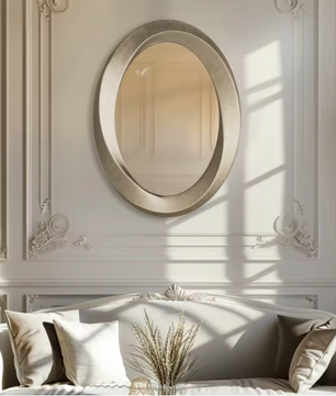 Ovale Barok Wandspiegel Zilver – Decoratieve Spiegel met Klassiek Frame