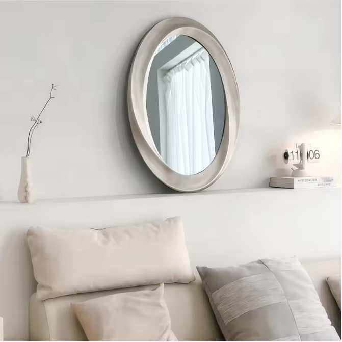 Ovale Barok Wandspiegel Zilver – Decoratieve Spiegel met Klassiek Frame