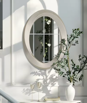 Ovale Barok Wandspiegel Zilver – Decoratieve Spiegel met Klassiek Frame