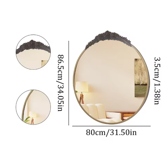 Vintage Barok Wandspiegel met Rozen Ornament – Decoratieve Venetiaanse Accent Spiegel