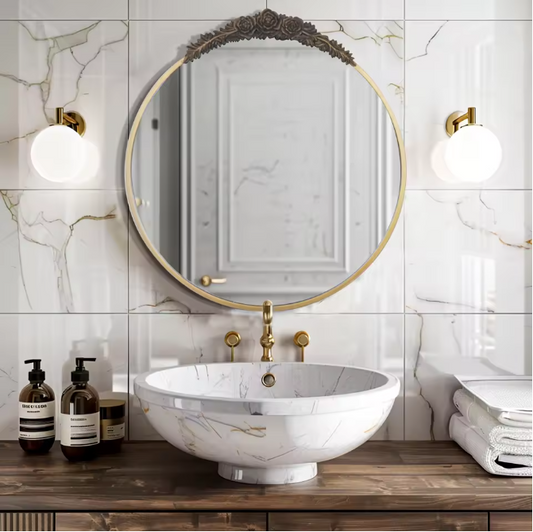 Vintage Barok Wandspiegel met Rozen Ornament – Decoratieve Venetiaanse Accent Spiegel