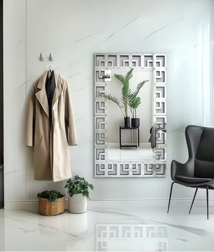 Rechthoekige Venetiaanse Wandspiegel Zilver – Decoratieve Spiegel met Afgeschuinde Rand