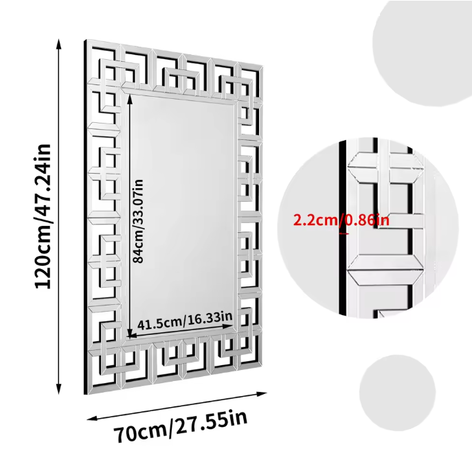 Rechthoekige Venetiaanse Wandspiegel Zilver – Decoratieve Spiegel met Afgeschuinde Rand