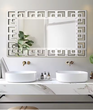 Rechthoekige Venetiaanse Wandspiegel Zilver – Decoratieve Spiegel met Afgeschuinde Rand