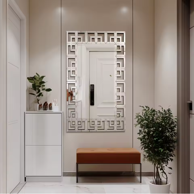 Rechthoekige Venetiaanse Wandspiegel Zilver – Decoratieve Spiegel met Afgeschuinde Rand