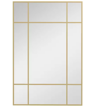 Rechthoekige Wandspiegel 90 × 60 cm – Metalen Frame Spiegel met Raamdesign