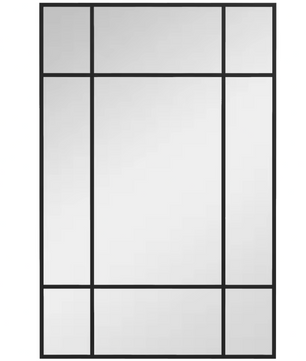 Rechthoekige Wandspiegel 90 × 60 cm – Metalen Frame Spiegel met Raamdesign