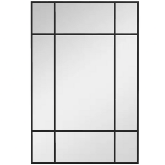 Rechthoekige Wandspiegel 90 × 60 cm – Metalen Frame Spiegel met Raamdesign