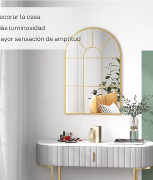 Decoratieve Raam Wandspiegel 60 × 91 cm – Gebogen Metalen Frame Spiegel