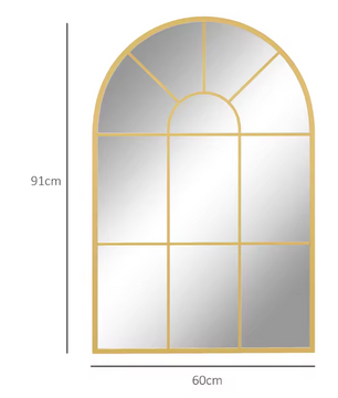 Decoratieve Raam Wandspiegel 60 × 91 cm – Gebogen Metalen Frame Spiegel