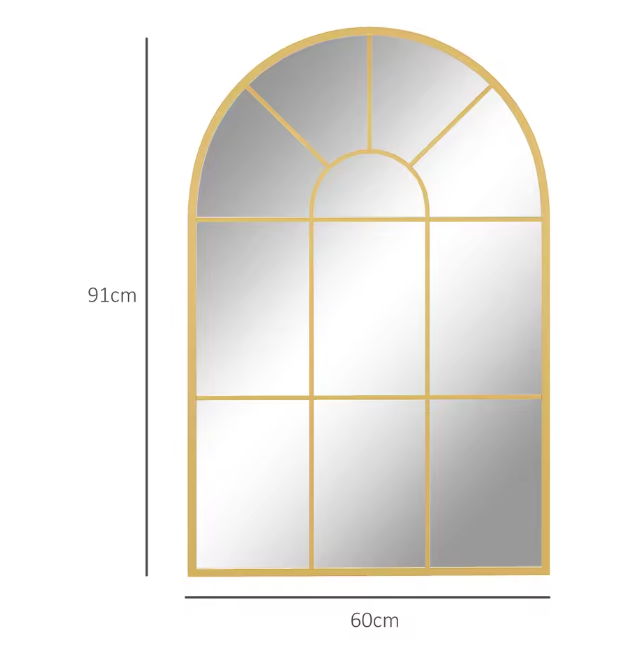 Decoratieve Raam Wandspiegel 60 × 91 cm – Gebogen Metalen Frame Spiegel