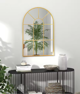 Decoratieve Raam Wandspiegel 60 × 91 cm – Gebogen Metalen Frame Spiegel