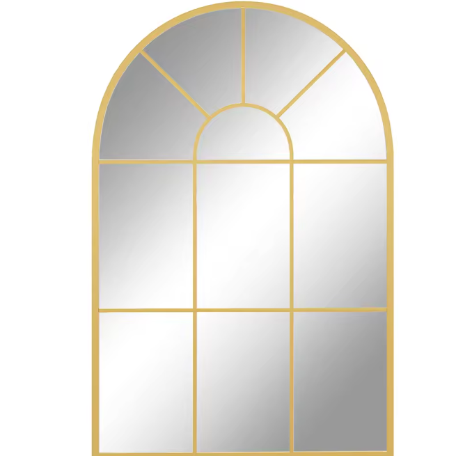 Decoratieve Raam Wandspiegel 60 × 91 cm – Gebogen Metalen Frame Spiegel