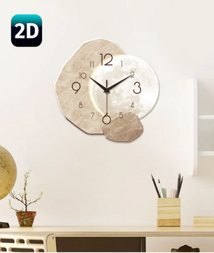 Moderne Houten Wandklok met Maan Design – Stille Quartz Klok voor Woonkamer en Slaapkamer