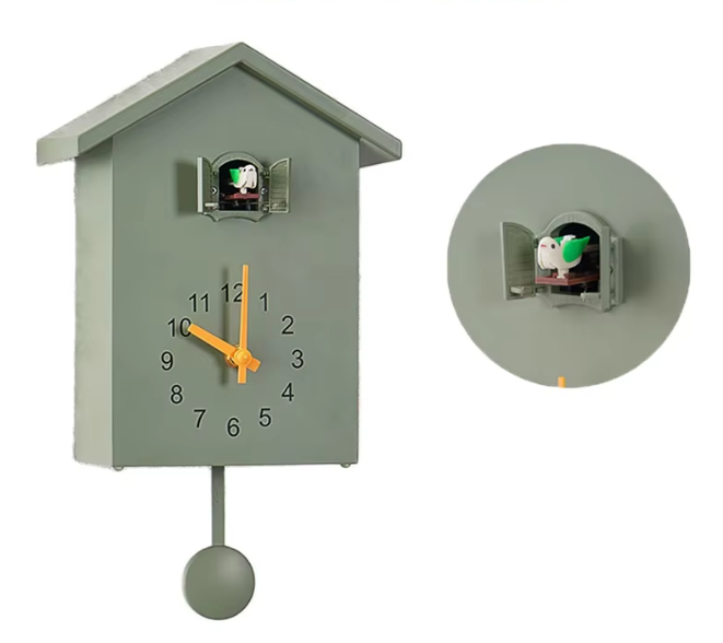 Moderne Koekoek Wandklok 20 × 25 cm – Quartz Klok met Vogel en Uursignaal