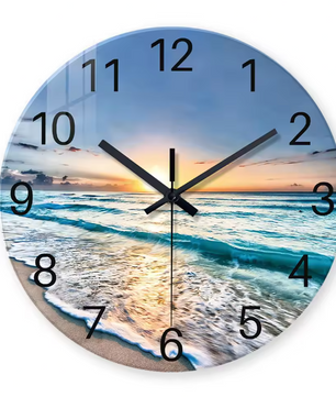 Moderne Marmerlook Wandklok van Gehard Glas – Stille Quartz Klok voor Woonkamer