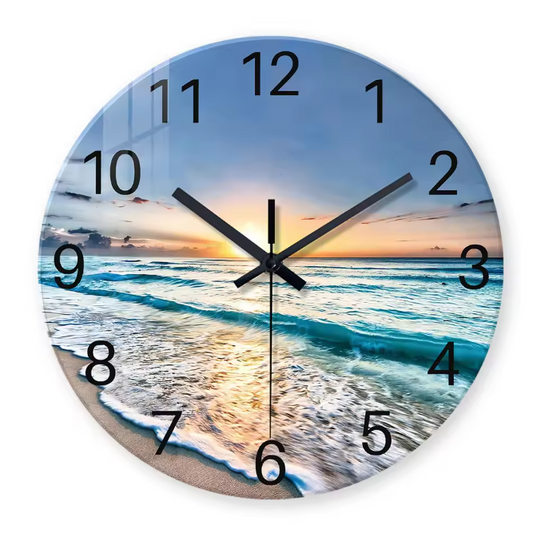 Moderne Marmerlook Wandklok van Gehard Glas – Stille Quartz Klok voor Woonkamer