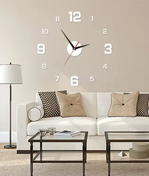 3D Frameloze DIY Wandklok – Moderne Acryl Muurklok met Grote Cijfers