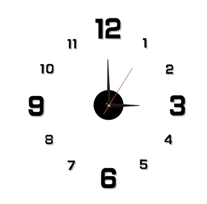 3D Frameloze DIY Wandklok – Moderne Acryl Muurklok met Grote Cijfers