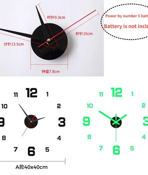 3D Frameloze DIY Wandklok – Moderne Acryl Muurklok met Grote Cijfers