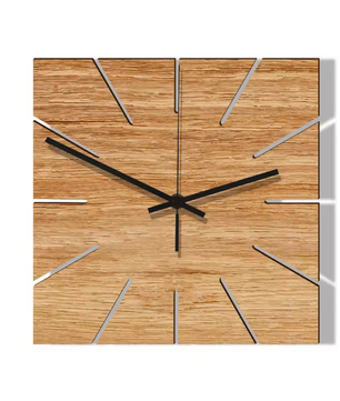 Vierkante Houten Wandklok – Moderne Stille Muurklok voor Woonkamer en Slaapkamer