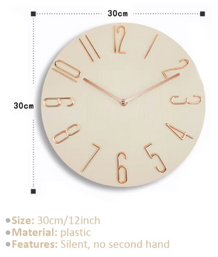 Scandinavische Wandklok 30 cm – Moderne Stille Quartz Muurklok