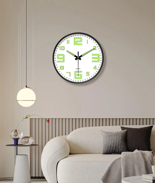 Minimalistische Lichtgevende Wandklok – Stille Quartz Muurklok met Glow-in-the-Dark Wijzers