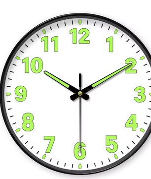 Minimalistische Lichtgevende Wandklok – Stille Quartz Muurklok met Glow-in-the-Dark Wijzers