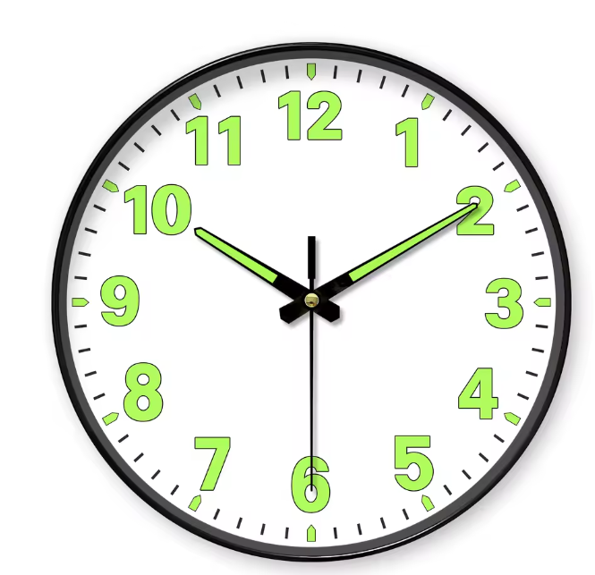 Minimalistische Lichtgevende Wandklok – Stille Quartz Muurklok met Glow-in-the-Dark Wijzers