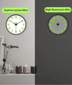 Minimalistische Lichtgevende Wandklok – Stille Quartz Muurklok met Glow-in-the-Dark Wijzers