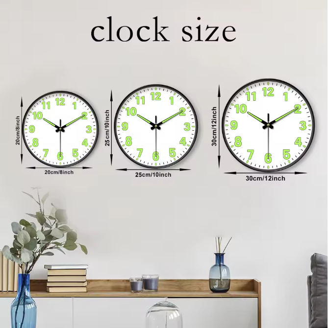 Minimalistische Lichtgevende Wandklok – Stille Quartz Muurklok met Glow-in-the-Dark Wijzers
