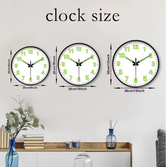 Minimalistische Lichtgevende Wandklok – Stille Quartz Muurklok met Glow-in-the-Dark Wijzers