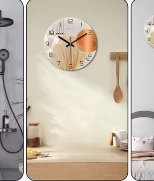 Luxe Geometrische Wandklok van Gehard Glas – Moderne Stille Quartz Muurklok