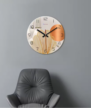 Luxe Geometrische Wandklok van Gehard Glas – Moderne Stille Quartz Muurklok