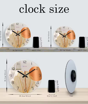 Luxe Geometrische Wandklok van Gehard Glas – Moderne Stille Quartz Muurklok