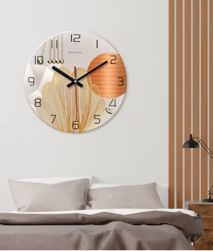 Luxe Geometrische Wandklok van Gehard Glas – Moderne Stille Quartz Muurklok