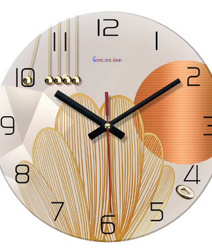 Luxe Geometrische Wandklok van Gehard Glas – Moderne Stille Quartz Muurklok