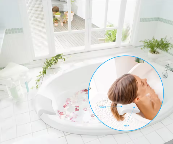Ergonomisch Badkussen met Hoofdsteun – Waterdicht Antislip Badkussen voor Badkuip en Spa