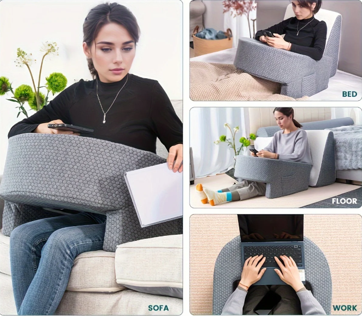 Ergonomisch Leeskussen met Armsteunen – Extra Groot Traagschuim Rugkussen voor Bed