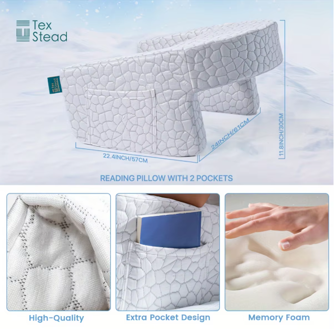 Ergonomisch Leeskussen met Armsteunen – Extra Groot Traagschuim Rugkussen voor Bed