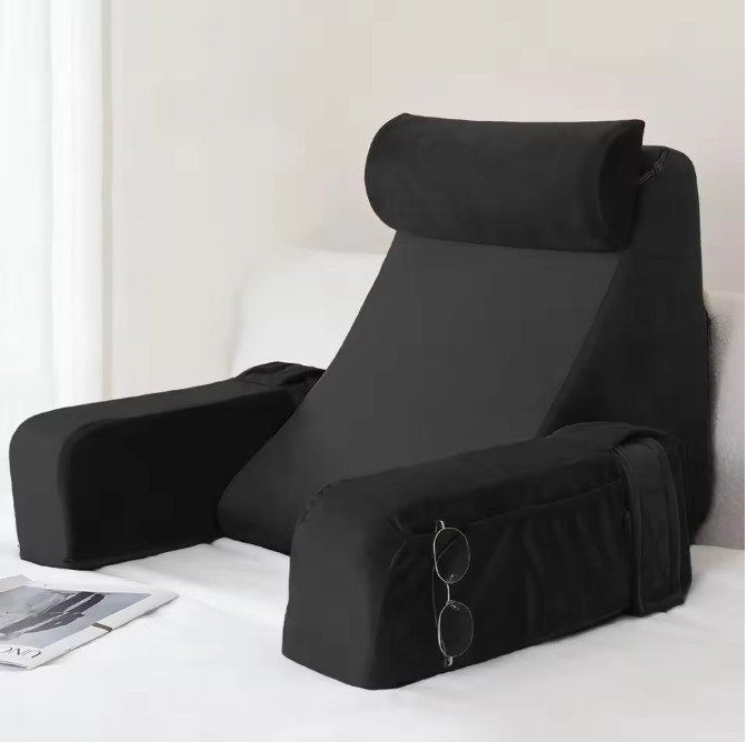 Extra Groot Leeskussen met Armleuningen – Traagschuim Bedsteunkussen voor Lezen en TV