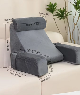 Extra Groot Leeskussen met Armleuningen – Traagschuim Bedsteunkussen voor Lezen en TV