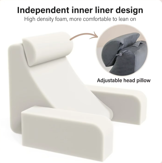 Extra Groot Leeskussen met Armleuningen – Traagschuim Bedsteunkussen voor Lezen en TV