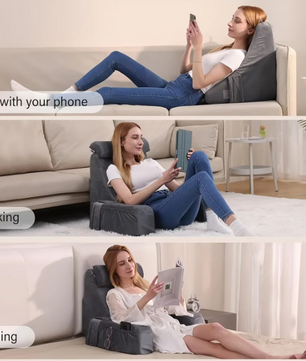 Extra Groot Leeskussen met Armleuningen – Traagschuim Bedsteunkussen voor Lezen en TV