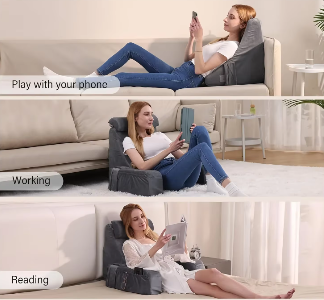 Extra Groot Leeskussen met Armleuningen – Traagschuim Bedsteunkussen voor Lezen en TV