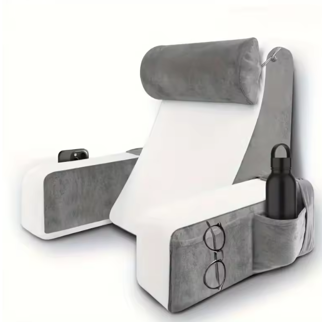 Extra Groot Leeskussen met Armleuningen – Traagschuim Bedsteunkussen voor Lezen en TV