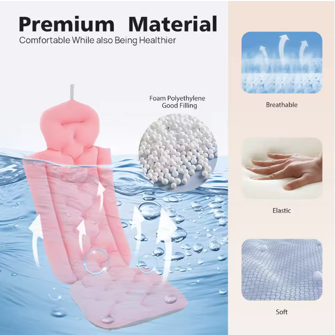 Full Body Badkussen met 10 Zuignappen – Antislip Spa Badkussen voor Badkuip