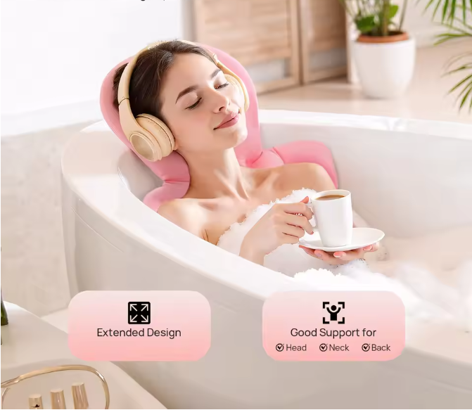 Full Body Badkussen met 10 Zuignappen – Antislip Spa Badkussen voor Badkuip