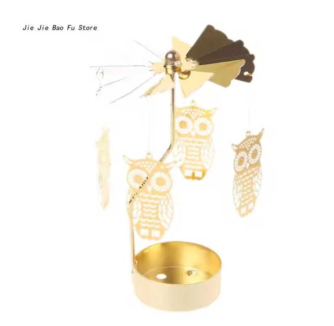 Draaiende Metalen Kaarshouder – Decoratieve Theelichthouder voor Tafel en Woondecoratie